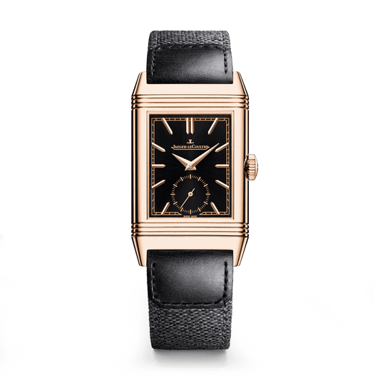 Jaeger-LeCoultre Reverso Tribute Monoface Small Seconds 45.6 x 27.4 mm Black Dial Pink Gold   Leather Strap Q713257J