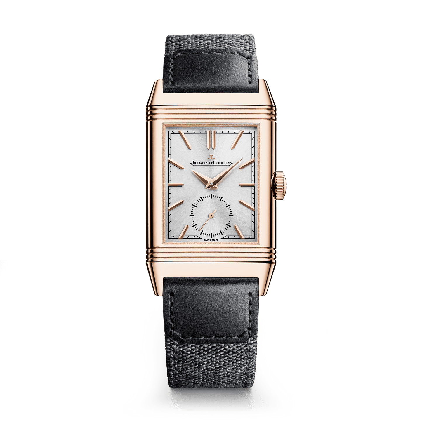 Jaeger-LeCoultre Reverso Tribute Monoface Small Seconds 45.6 x 27.4 mm Silvered Grey Dial Pink Gold   Leather Strap Q7132521