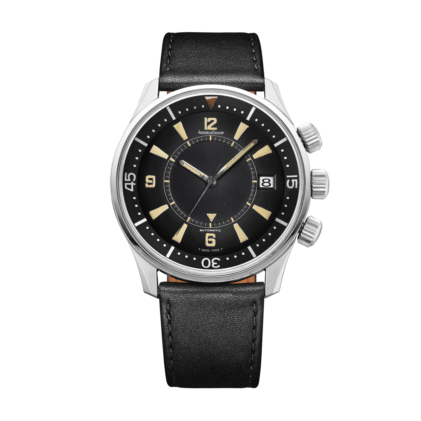 Jaeger-LeCoultre THE COLLECTIBLES Memovox Polaris 42 mm Black Dial Stainless Steel   Leather Strap QVE85901