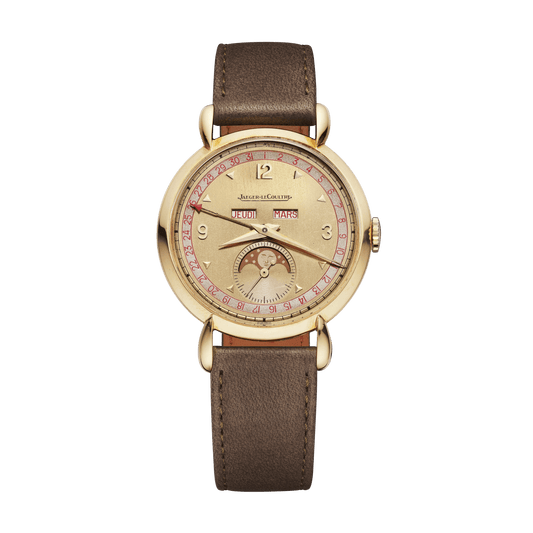 Jaeger-LeCoultre THE COLLECTIBLES Triple Calendar 35 mm Beige Dial 18k Yellow Gold   Leather Strap QVE27222