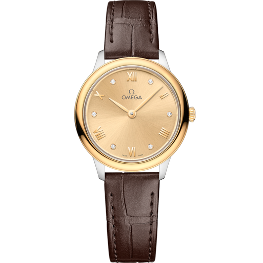 Omega De Ville Prestige 27.5 mm Yellow Dial Stainless Steel and 18k Yellow Gold Strap 434.23.28.60.58.001