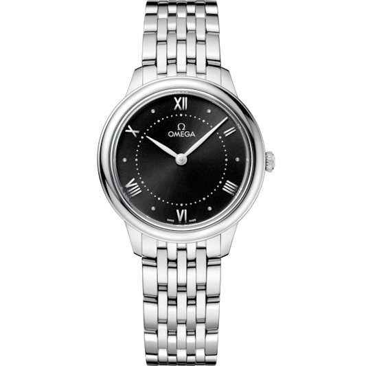 Omega De Ville Prestige 30 mm Black Dial Stainless Steel Bracelet 434.10.30.60.01.001
