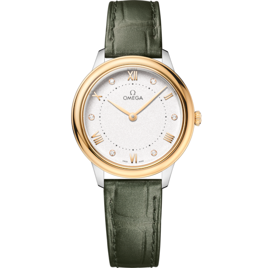 Omega De Ville Prestige 30 mm Silver Dial with Diamonds Stainless Steel and 18k Yellow Gold Strap 434.23.30.60.52.002