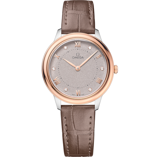 Omega De Ville Prestige 30 mm Silver Dial with Diamonds Stainless Steel and Sedna™ 18k Rose Gold Strap 434.23.30.60.52.001