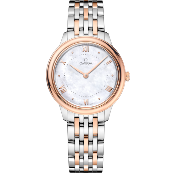 Omega De Ville Prestige 30 mm White Dial Stainless Steel and Sedna™ 18k Rose Gold Bracelet 434.20.30.60.05.001
