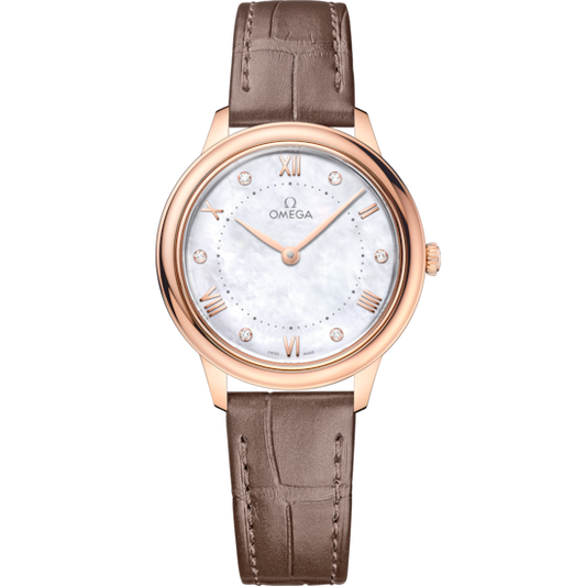 Omega De Ville Prestige 30 mm White Dial with Diamonds Sedna™ 18k Rose Gold Strap 434.53.30.60.55.001