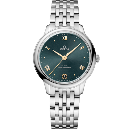 Omega De Ville Prestige 34 mm Green Dial Stainless Steel Bracelet 434.10.34.20.10.001