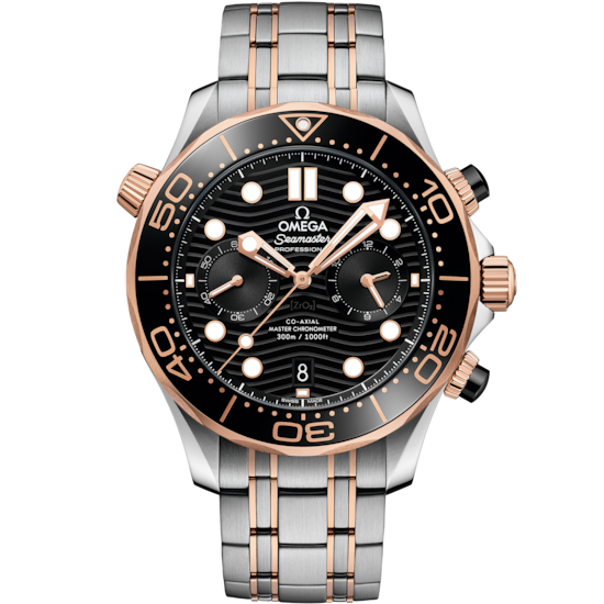Omega Seamaster Diver 300M 44 mm Black Dial Stainless Steel and Sedna™ 18k Rose Gold Bracelet 210.20.44.51.01.001