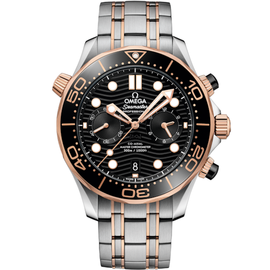 Omega Seamaster Diver 300M 44 mm Black Dial Stainless Steel and Sedna™ 18k Rose Gold Bracelet 210.20.44.51.01.001