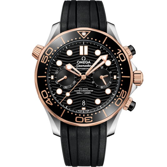 Omega Seamaster Diver 300M 44 mm Black Dial Stainless Steel and Sedna™ 18k Rose Gold Strap 210.22.44.51.01.001