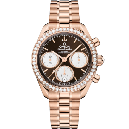 Omega Speedmaster 38  Brown Dial 38 mm  with Diamond Sedna™ 18k Rose Gold Bracelet 324.55.38.50.63.001