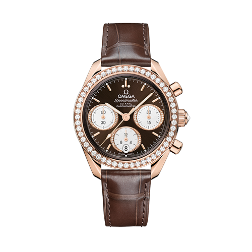 Omega Speedmaster 38  Brown Dial with 38 mm  Diamonds Sedna™18k Rose Gold Strap 324.58.38.50.63.001