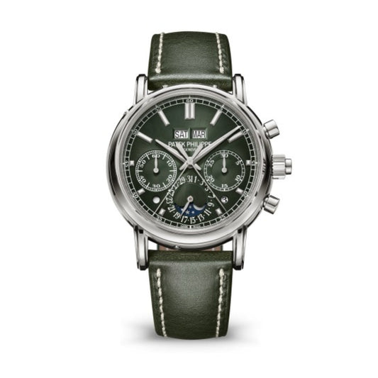 Patek Philippe Grand Complications 40 mm Olive Green Dial White Gold   Leather Strap 5204G-001