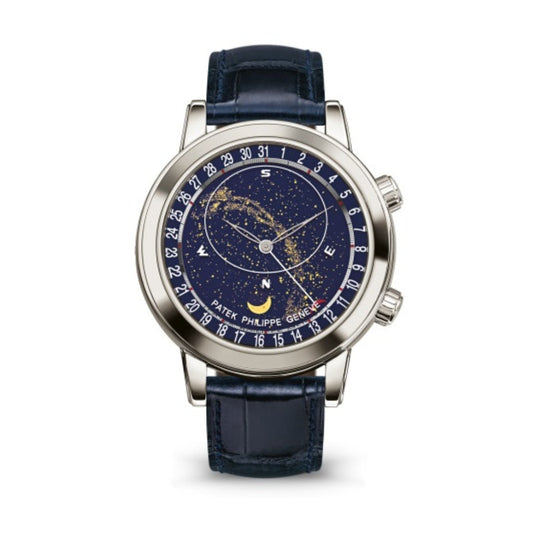 Patek Philippe Grand Complications 44 mm Blue Dial Platinum   Leather Strap 6102P-001