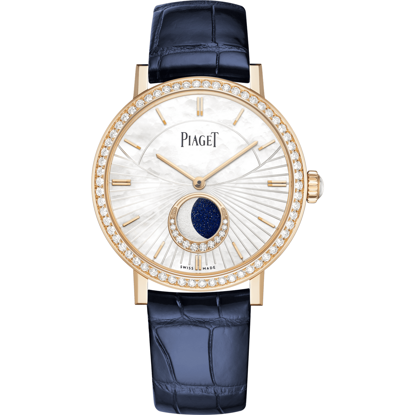 Piaget Altiplano Moonphase watch 36 mm White Mother-Of-Pearl Dial with Diamonds 18k Rose Gold   Strap G0A47104