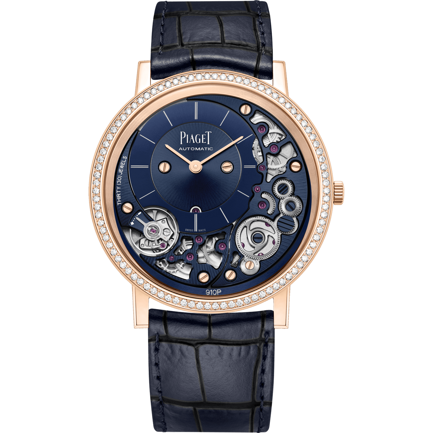 Piaget Altiplano Ultimate Automatic watch 41 mm Blue Dial with Diamonds 18k Rose Gold   Strap G0A47124