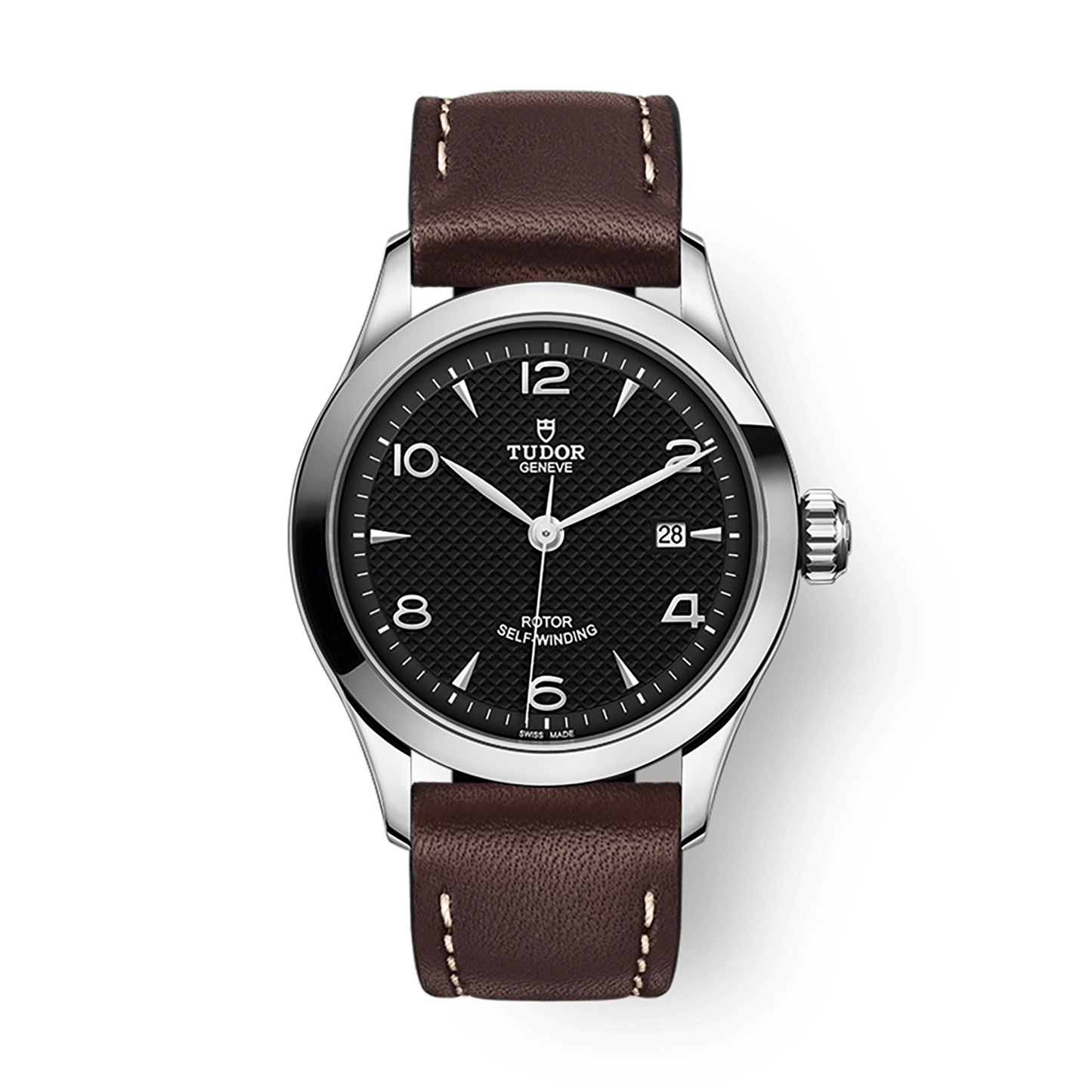 Tudor 1926 28 mm Black Dial Stainless Steel Leather Strap M91350-0008