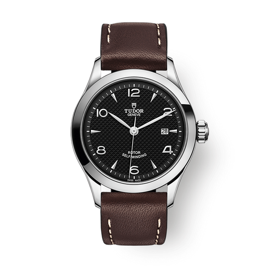 Tudor 1926 28 mm Black Dial Stainless Steel Leather Strap M91350-0008