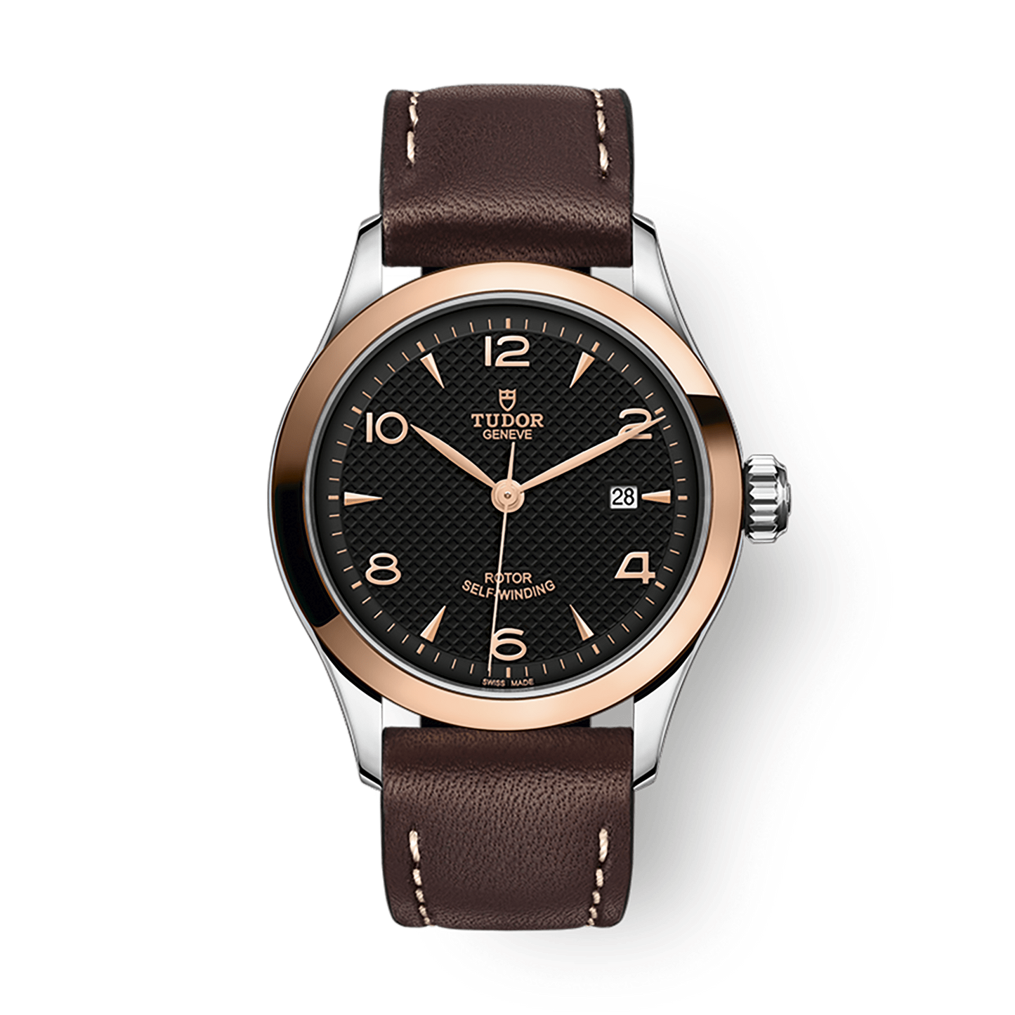 Tudor 1926 28 mm Black Dial Stainless Steel Leather Strap M91351-0007