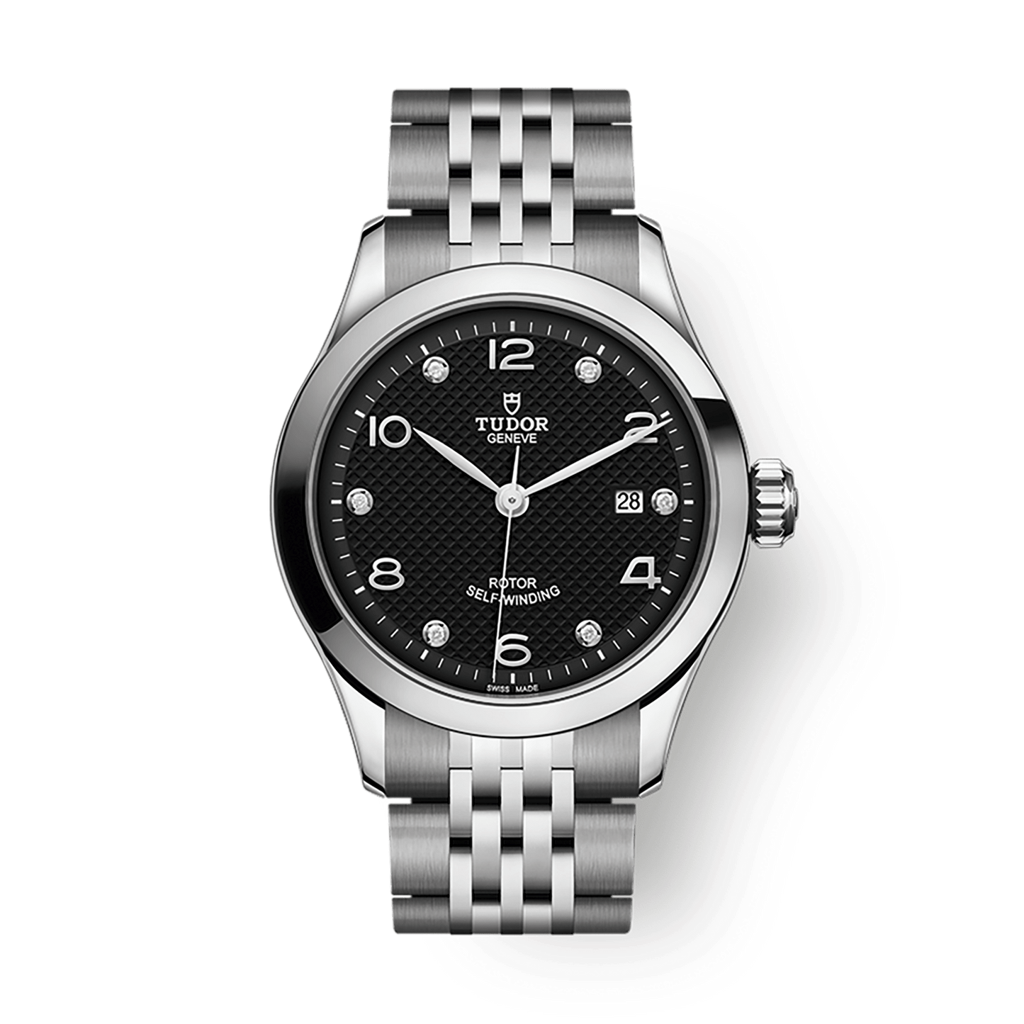 Tudor 1926 28 mm Black Dial with Diamonds Stainless Steel Bracelet M91350-0004