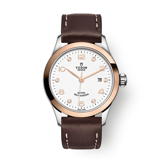 Tudor 1926 28 mm White Dial with Diamonds Stainless Steel Leather Strap M91351-0012