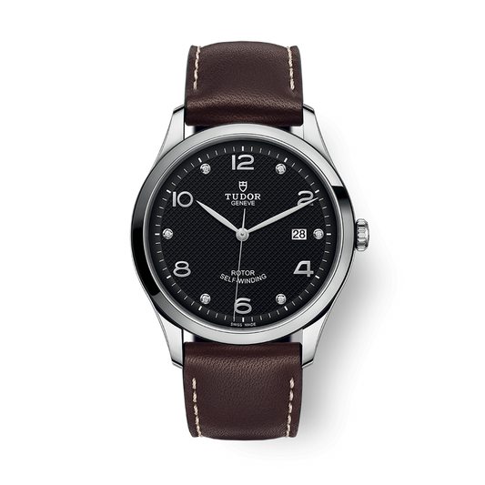 Tudor 1926 41 mm Black Dial with Diamonds Stainless Steel Leather Strap M91650-0009