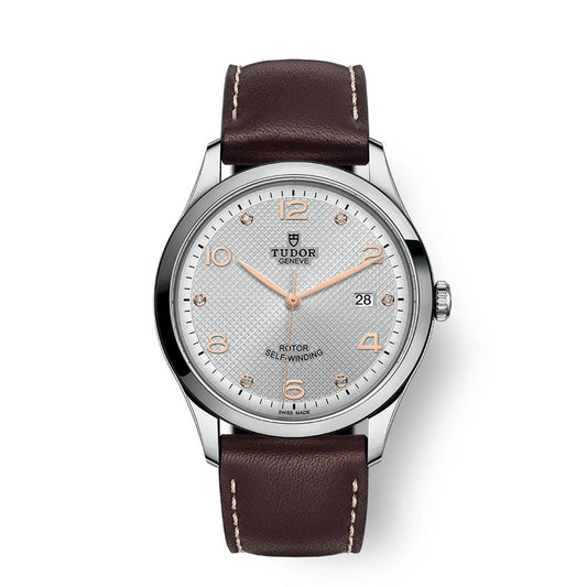 Tudor 1926 41 mm Silver Dial with Diamonds Stainless Steel Leather Strap M91650-0007