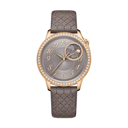 Vacheron Constantin Égérie moon phase 37 mm Grey Dial with Diamonds 18K Pink Gold Lambskin Leather 8005F/000R-B958