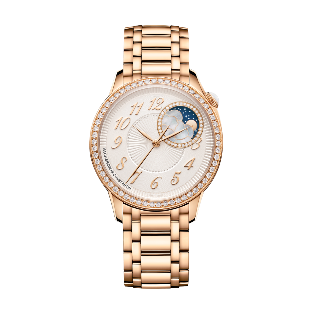 Vacheron Constantin Égérie moon phase 37 mm Silver Dial with Diamonds 18K Pink Gold Bracelet 8005F/120R-H002