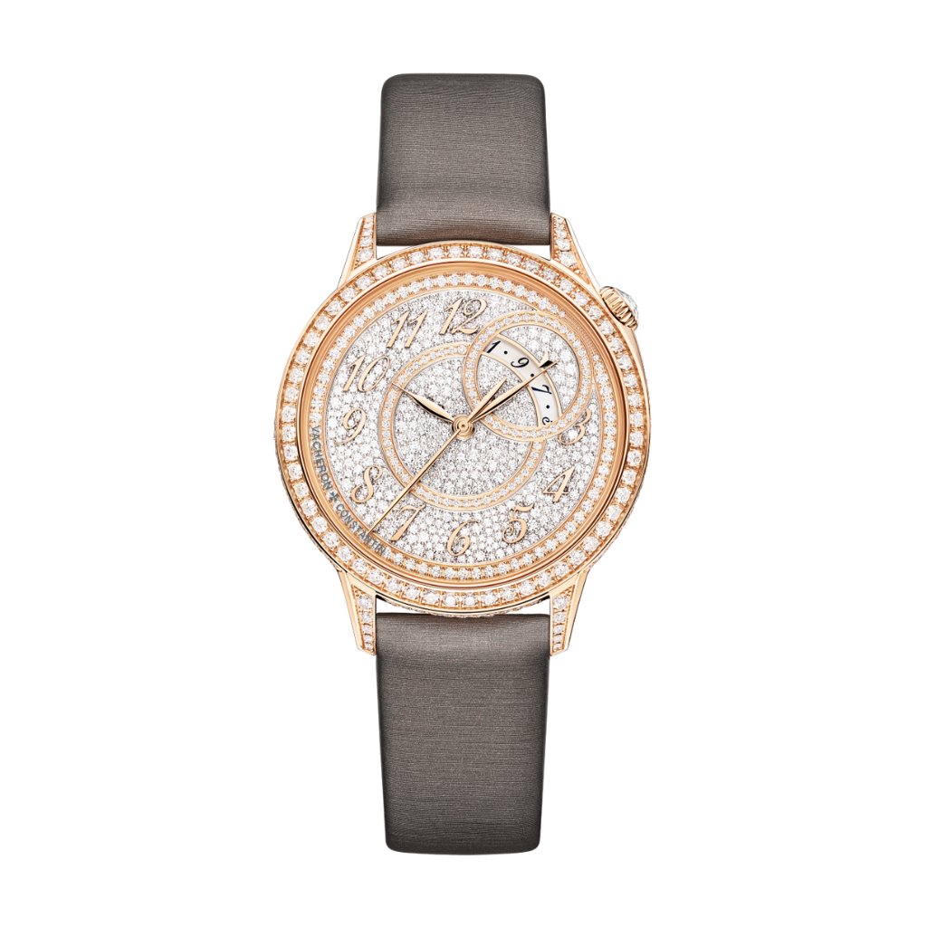 Vacheron Constantin Égérie self-winding 35 mm Diamond Paved Dial 18K Pink Gold Satin Strap 4606F/000R-B648