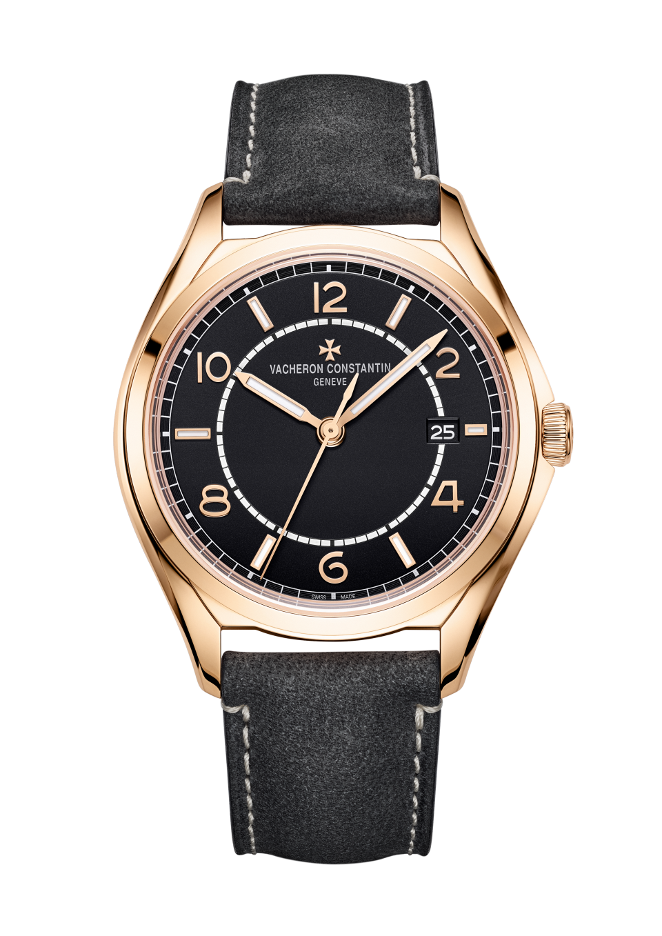 Vacheron Constantin Fiftysix self-winding 40 mm Black Dial 18K Pink Gold   Leather Strap 4600E/000R-H101