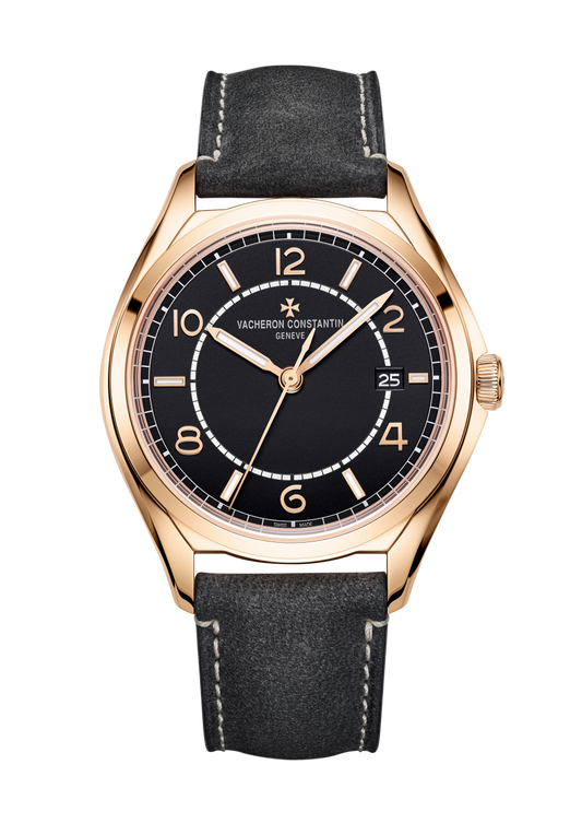 Vacheron Constantin Fiftysix self-winding 40 mm Black Dial 18K Pink Gold   Leather Strap 4600E/000R-H101