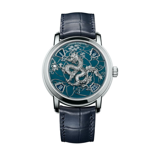 Vacheron Constantin Métiers d'Art The legend of the Chinese Zodiac - year of the dragon 40 mm Blue Dial Platinum   Leather Strap 86073/000P-B982