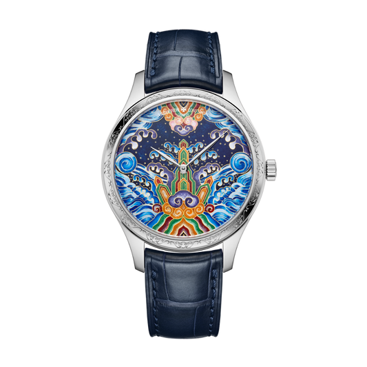 Vacheron Constantin Métiers d'Art Tribute to traditional symbols - Eternal flow 38 mm Blue Dial White Gold   Leather Strap 2400A/000G-H023