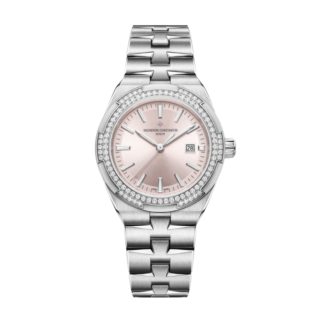 Vacheron Constantin Overseas self-winding 35 mm Pink Dial with Diamonds Stainless Steel Bracelet 4605V/200A-B971