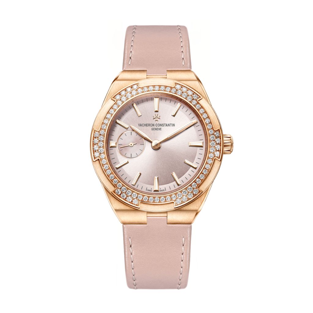 Vacheron Constantin Overseas self-winding 37 mm Pink Dial with Diamonds 18K Pink Gold   Leather Strap 2305V/000R-B077
