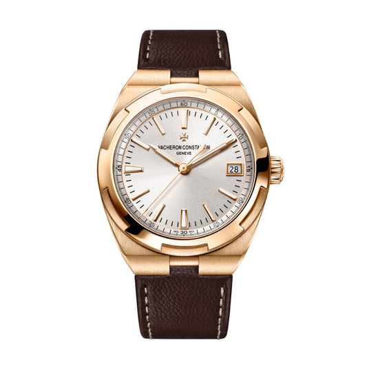 Vacheron Constantin Overseas self-winding 41 mm Silver Dial 18K Pink Gold   Leather Strap 4500V/000R-B127