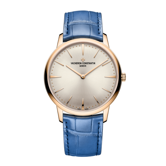 Vacheron Constantin Patrimony manual-winding 39 mm Silver Dial 18K Pink Gold   Leather Strap 1410U/000R-H018