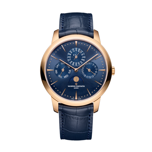 Vacheron Constantin Patrimony perpetual calendar ultra-thin 41 mm Midnight Blue Dial 18K Pink Gold   Leather Strap 43175/000R-B519
