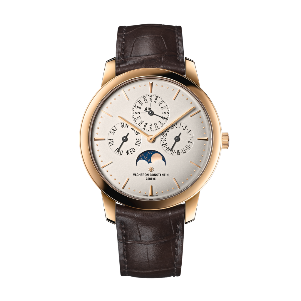 Vacheron Constantin Patrimony perpetual calendar ultra-thin 41 mm Silver Dial 18K Pink Gold   Leather Strap 43175/000R-9687