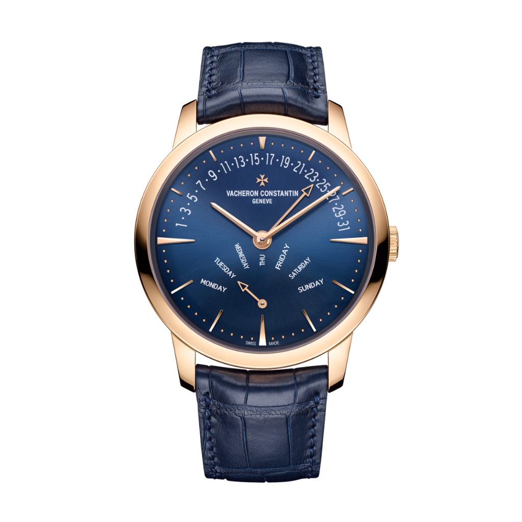 Vacheron Constantin Patrimony retrograde day-date 42.5 mm Blue Dial 18K Pink Gold   Leather Strap 4000U/000R-B516