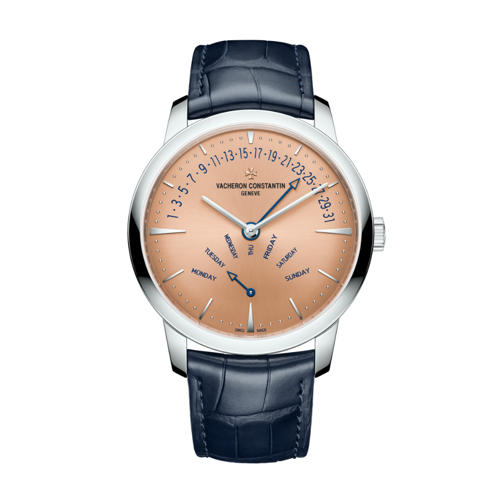 Vacheron Constantin Patrimony retrograde day-date 42.5 mm Salmon-Toned Dial Platinum   Leather Strap 4000U/000P-H003