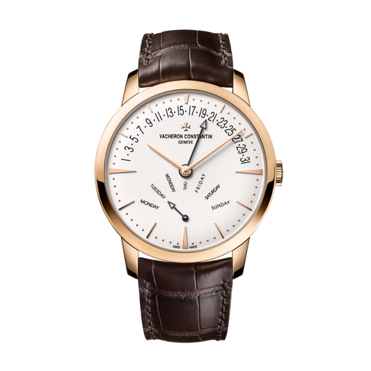 Vacheron Constantin Patrimony retrograde day-date 42.5 mm Silver Dial 18K Pink Gold   Leather Strap 4000U/000R-B110