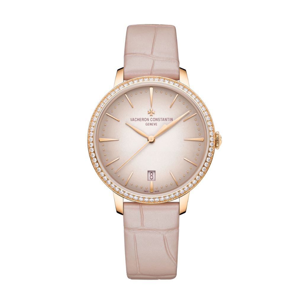Vacheron Constantin Patrimony self-winding 36.5 mm Pink Dial with Diamonds 18K Pink Gold   Leather Strap 4115U/000R-B907