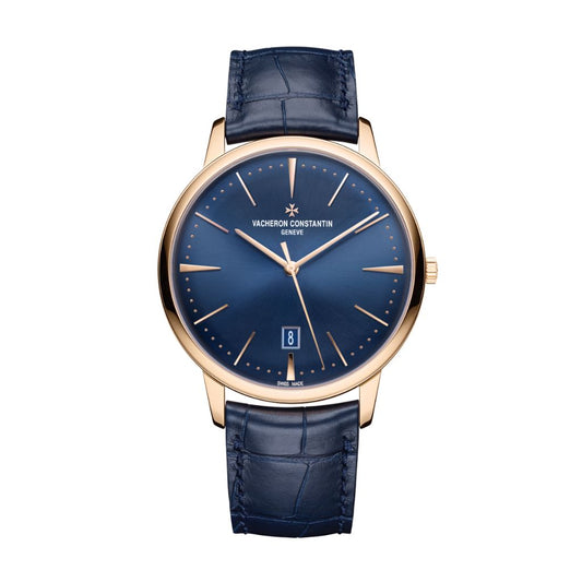 Vacheron Constantin Patrimony self-winding 40 mm Blue Dial 18K Pink Gold   Leather Strap 85180/000R-B515