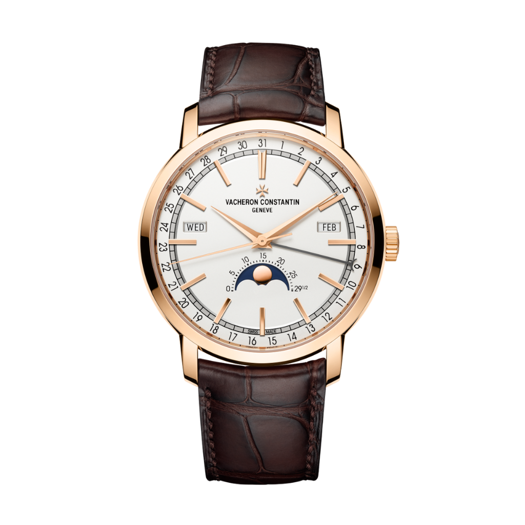 Vacheron Constantin Traditionnelle complete calendar 41 mm Silver Dial 18K Pink Gold   Leather Strap 4010T/000R-B344