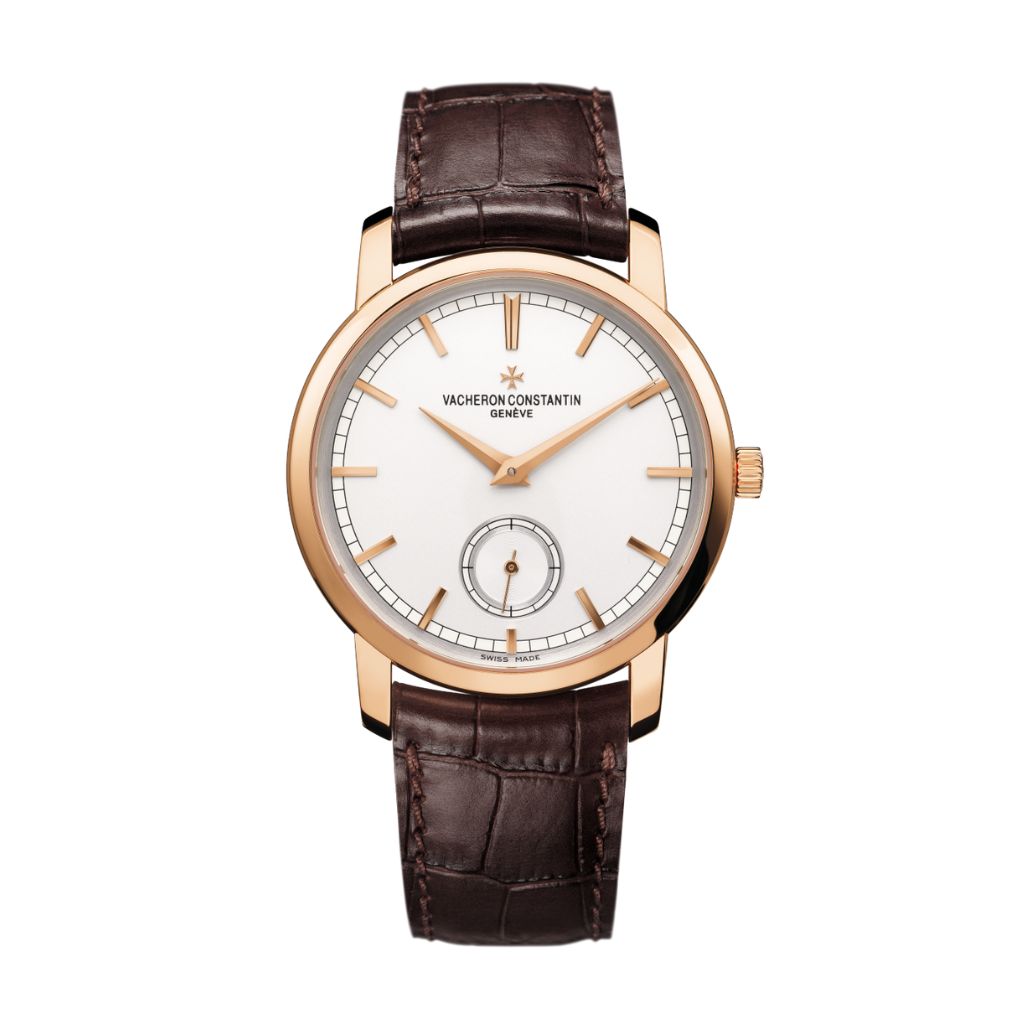 Vacheron Constantin Traditionnelle manual-winding 38 mm Silver Dial 18K Pink Gold   Leather Strap 82172/000R-9382