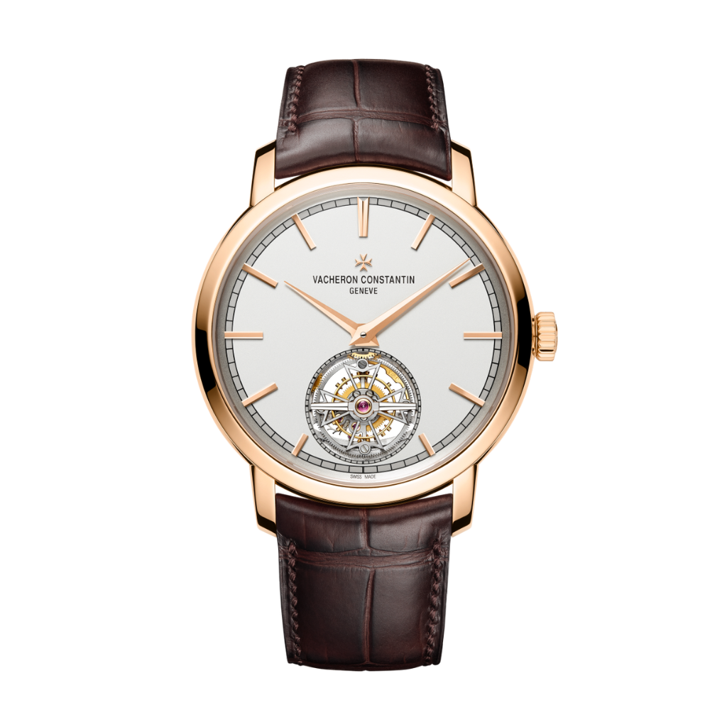 Vacheron Constantin Traditionnelle tourbillon 41 mm Silver Dial 18K Pink Gold   Leather Strap 6000T/000R-B346