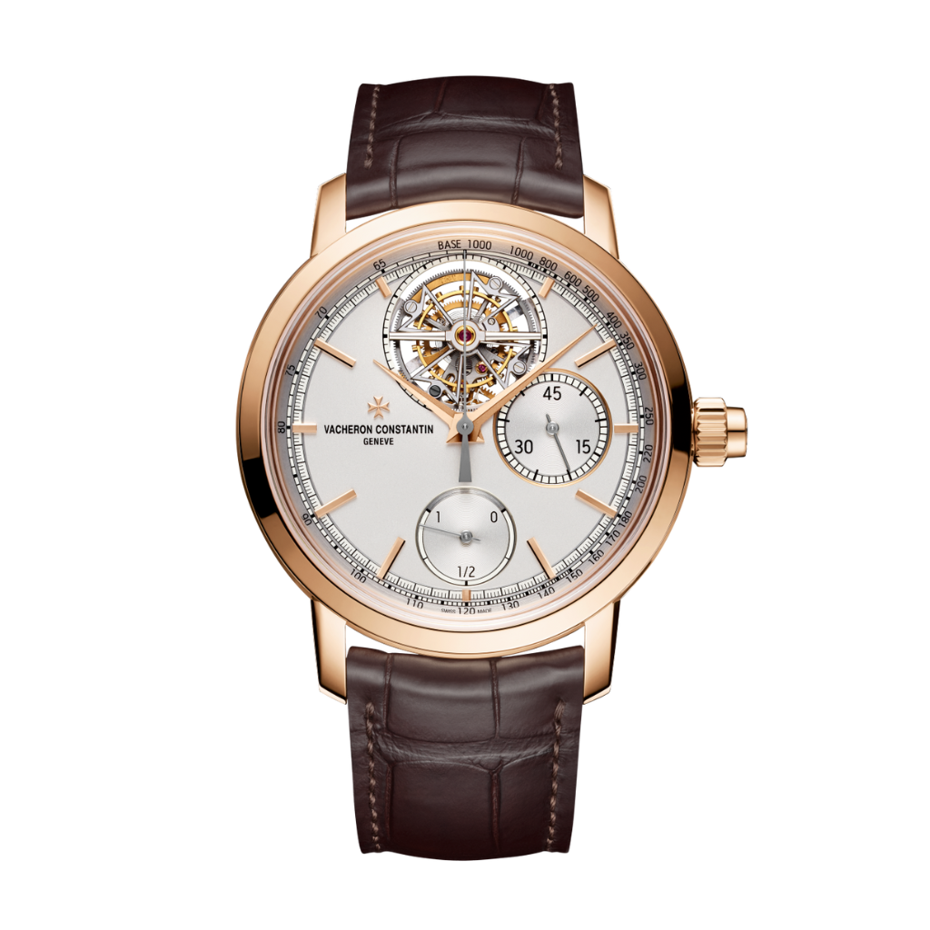 Vacheron Constantin Traditionnelle tourbillon chronograph 42.5 mm Silver Dial 18K Pink Gold   Leather Strap 5100T/000R-B623