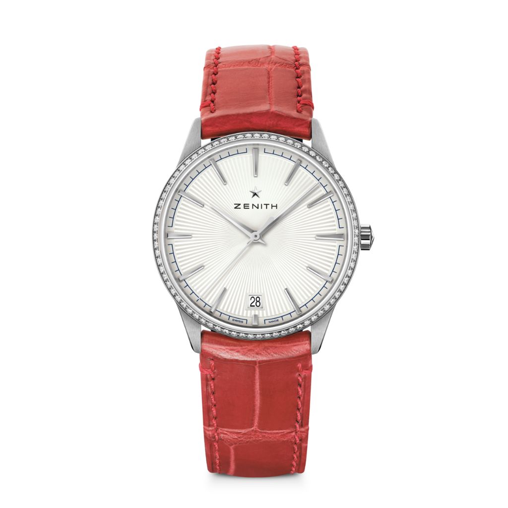 Zenith ELITE CLASSIC 36 mm Silver Dial with Diamonds Stainless Steel   Leather Strap 16.3200.670/01.C831